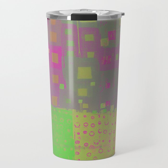 City Grid in Orchid-Lime Travel Mug