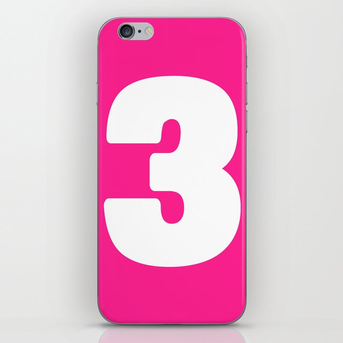 3 (White & Dark Pink Number) iPhone Skin