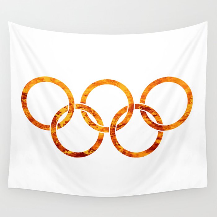 Flaming Olympic Rings Wall Tapestry