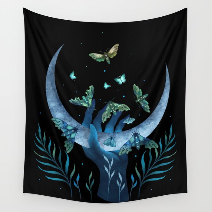 Moth Hand Wall Tapestry