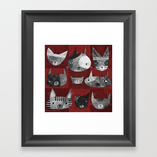 GRUNGE CATS Framed Art Print