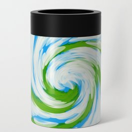 Groovy Green Blue Swirl Can Cooler