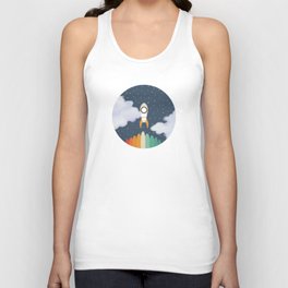 Space Rocket Print, Galaxy Outer Space Pattern Unisex Tank Top