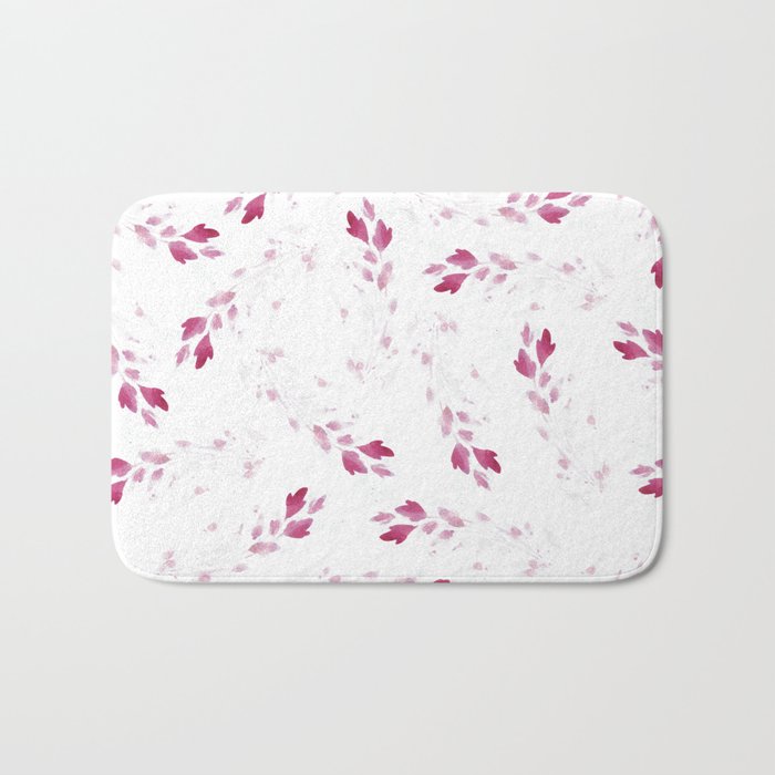 Pink watercolor leaves pattern 2 Bath Mat