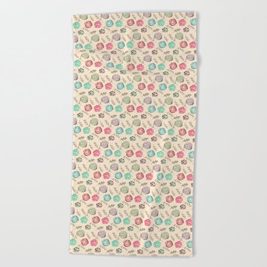 Watercolour Tiny Roses Beach Towel