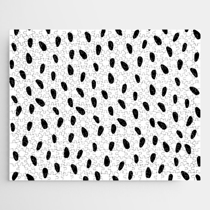 Black And White Dots Hand Painted  Jigsaw Puzzle