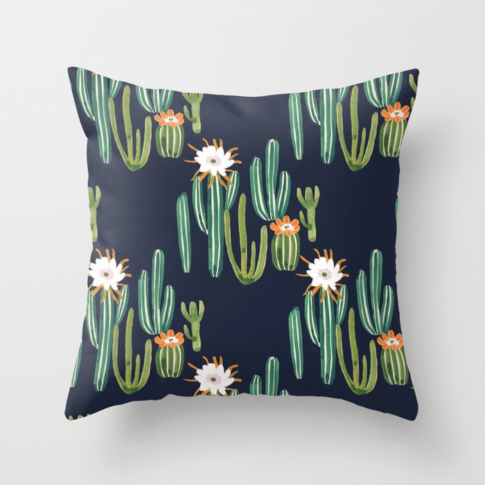Dark Cactus Desert Throw Pillow By Sophiequi Society6