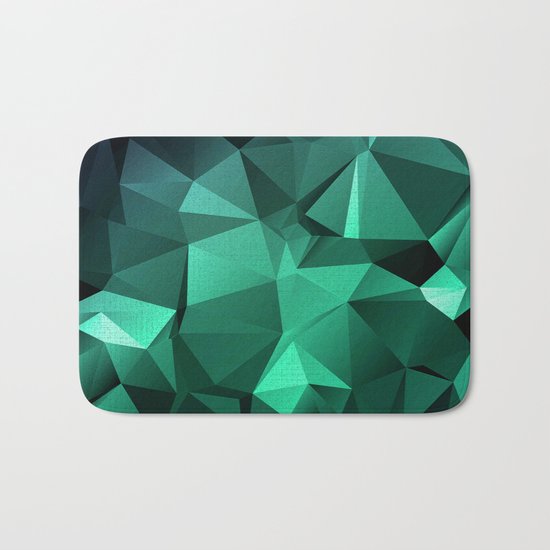 Polygonal geometric triangles pattern . Green , purple and turquoise Bath Mat