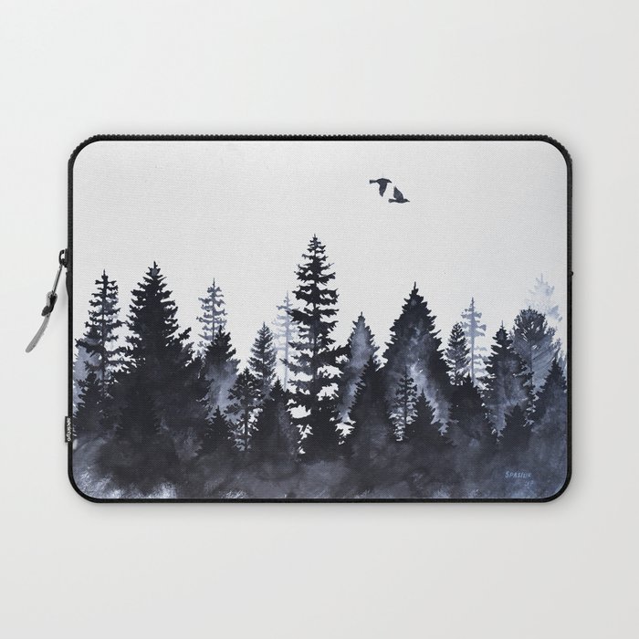 Forest Silhouette Watercolor Laptop Sleeve