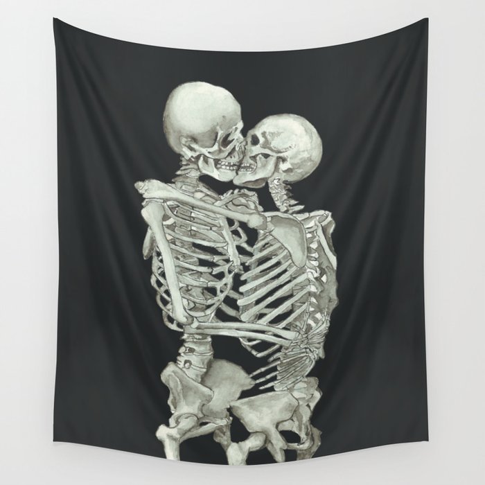 Valentine's Day Gift: Skeleton Kiss Wall Tapestry