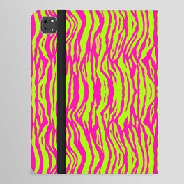 Neon Pink Green Tiger Pattern iPad Folio Case