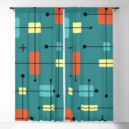 Rounded Rectangles Squares Teal Blackout Curtain