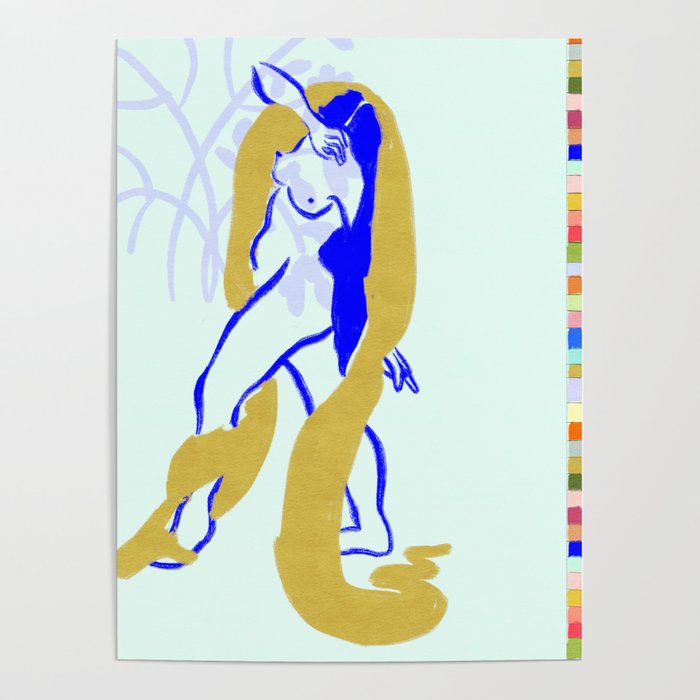 Matisse Inspired Nude in Retro Mint Poster