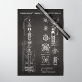 Soyuz Blueprint in High Resolution (black) Wrapping Paper
