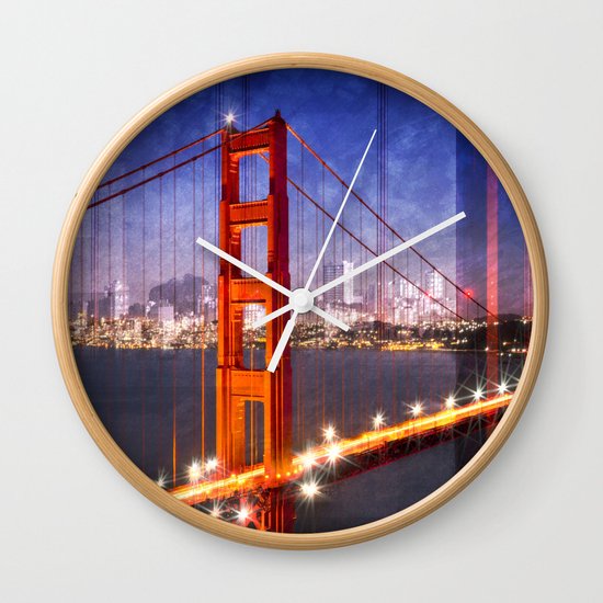 City Art Golden Gate Bridge Composing Wall Clock