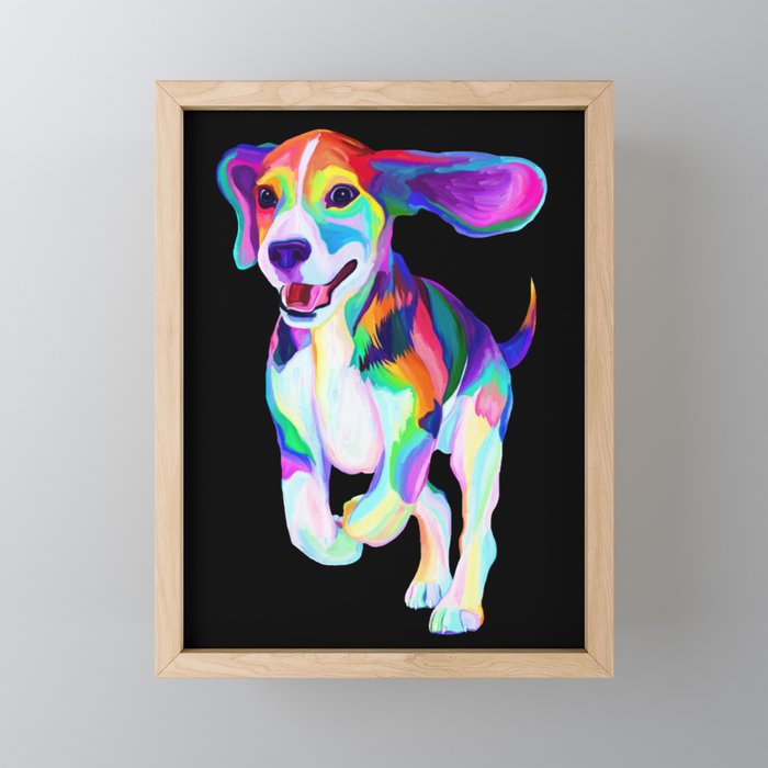 Colorful Beagle  Framed Mini Art Print