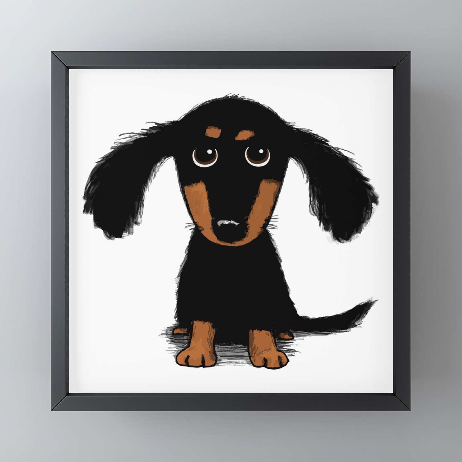 Cute Dachshund Puppy | Black and Tan Wiener Dog Framed Mini Art Print by  Jenn Kay | Society6