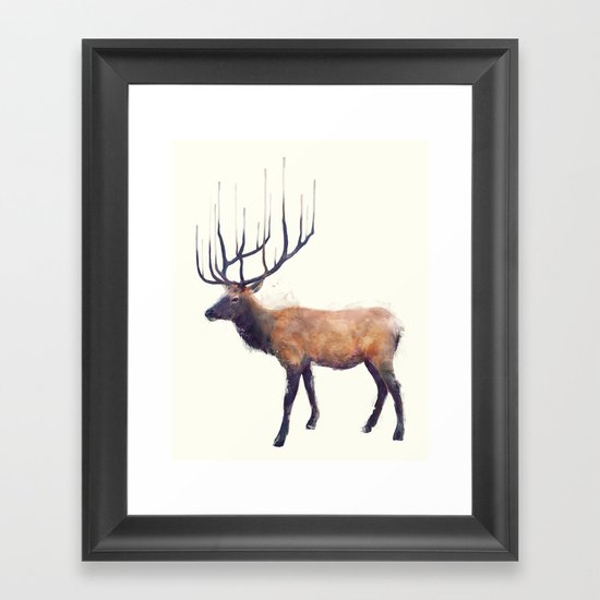 Elk // Reflect (Left) Framed Art Print