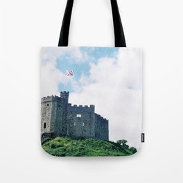 Great Britain Photography - Cardiff Castle With The Flag Of Great Britain Tote Bag