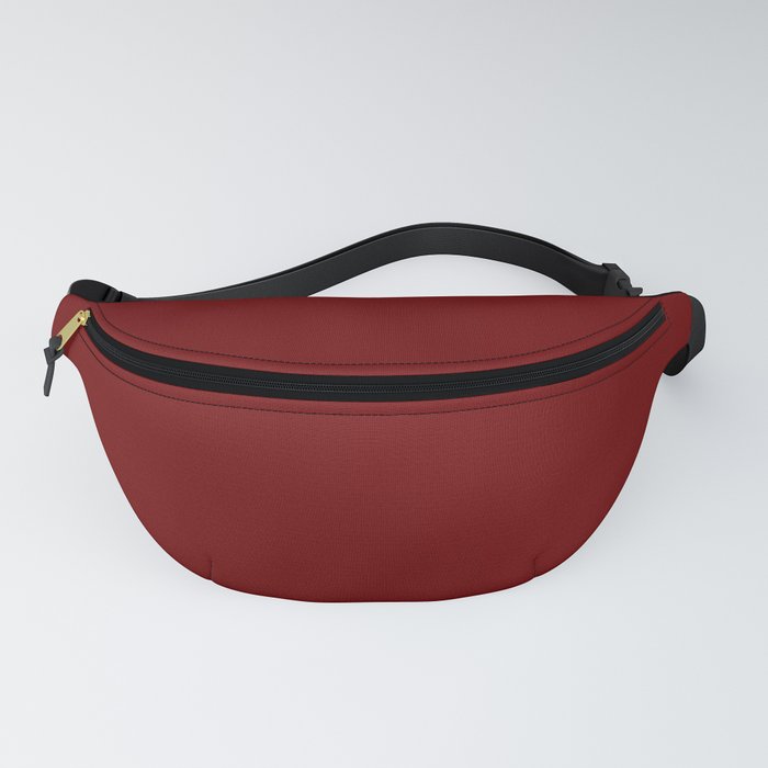 Dark Red Solid Color Popular Hues Patternless Shades of Maroon Collection - Hex #4d0000 Fanny Pack