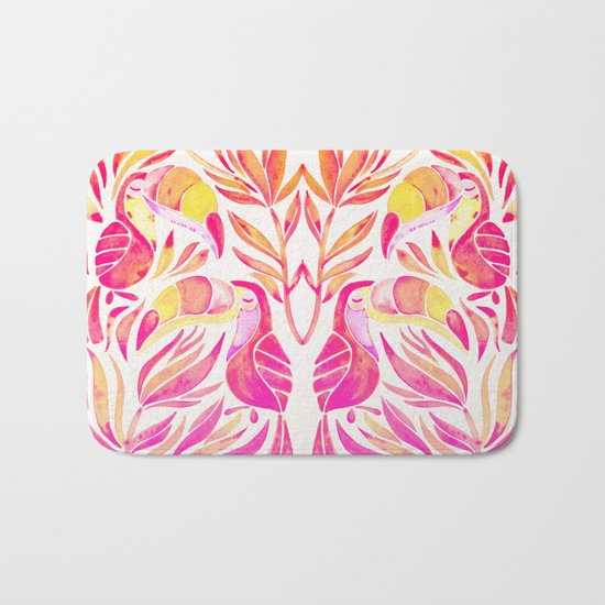 Tropical Toucans – Pink & Melon Ombré Bath Mat