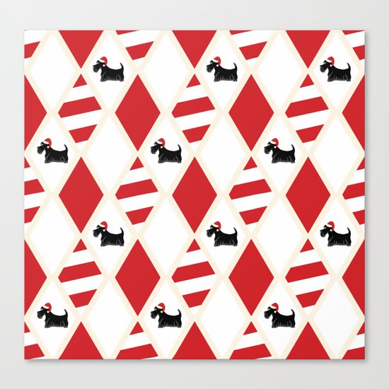 Scottie Dog Christmas Pattern Canvas Print