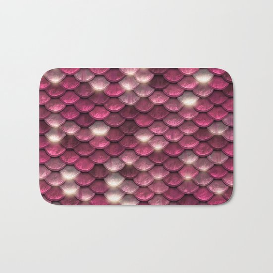 Pink sparkling mermaid scales Bath Mat