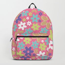 Flower Pattern (Pink/Purple/Teal) Backpack