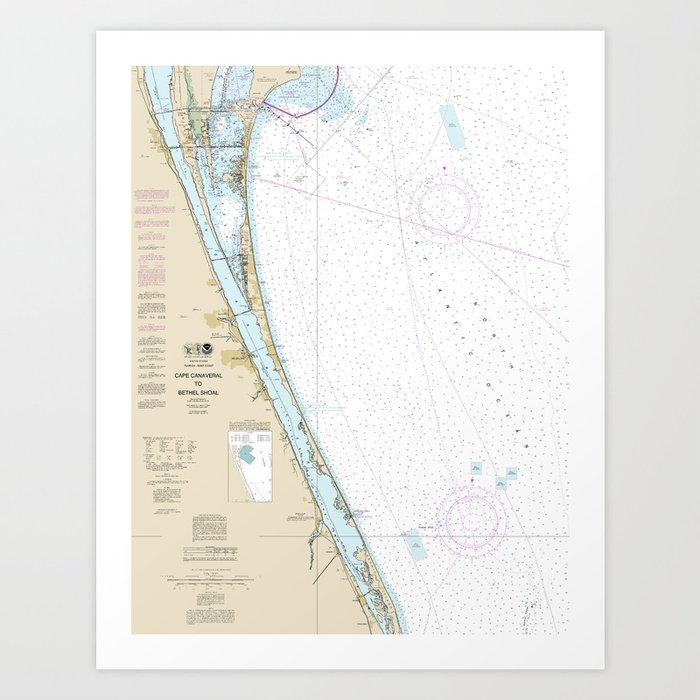 Cape Canaveral to Bethel Shoal Florida Nautical Chart 11476 Art Print
