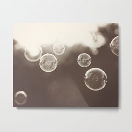 Bubbles Photography, Soap Bubble Laundry Room Art, Bathroom Photo, Brown Bath Picture Restroom Print Metal Print