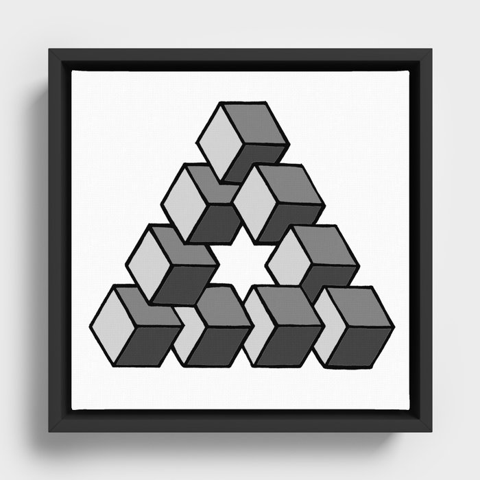 Impossible Cubes Framed Canvas