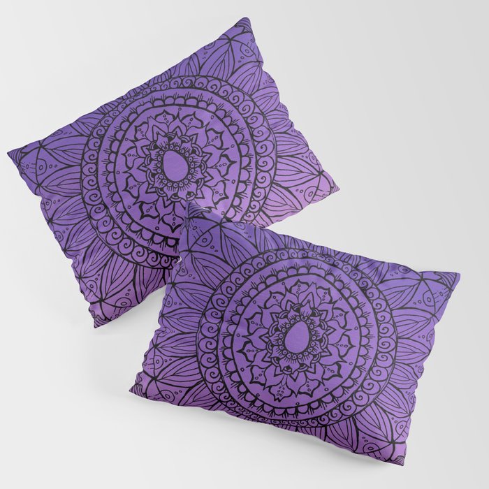Purple Ombre Boho Mandala Pillow Sham