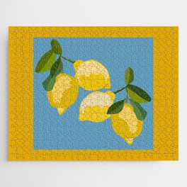Fresh Lemon Tree Art Design on Yellow and Blue Jigsaw Puzzle
