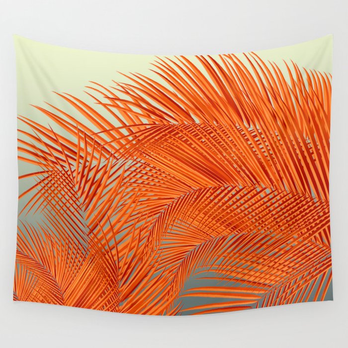 Palm Leaves, Orange Wall Tapestry