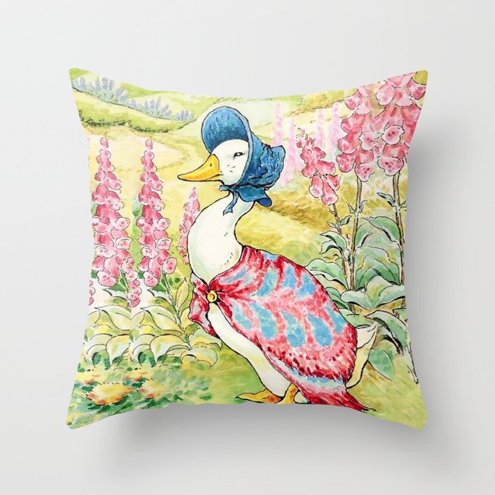 “Jemima Puddle Duck” by Beatrix Potter Throw Pillow