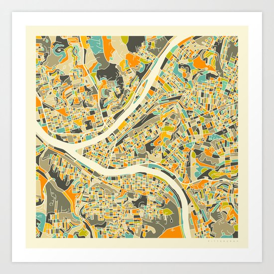 Pittsburgh Map Art Print