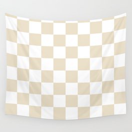 Brown, Beige: Checkered Pattern Wall Tapestry