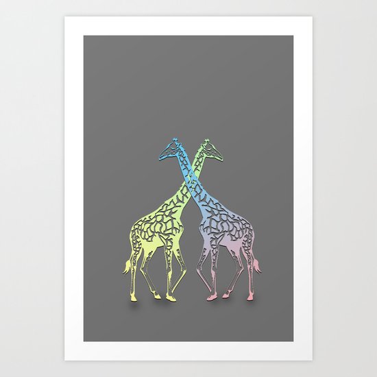 giraffe love Art Print
