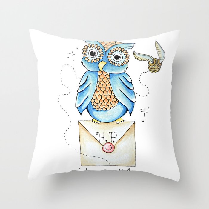 Harry Potter Hedwig Owl and Golden Snitch Throw Pillow