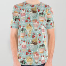 Sundae Daze on Pastel Turquoise All Over Graphic Tee