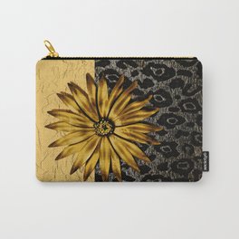 ANIMAL PRINT BLACK AND GOLD FLOWER MEDALLION Carry-All Pouch