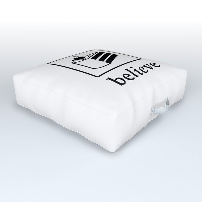 Believe in the Cake (black text) Outdoor Floor Cushion