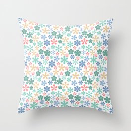 pastels on white eclectic daisy print ditsy florets Throw Pillow