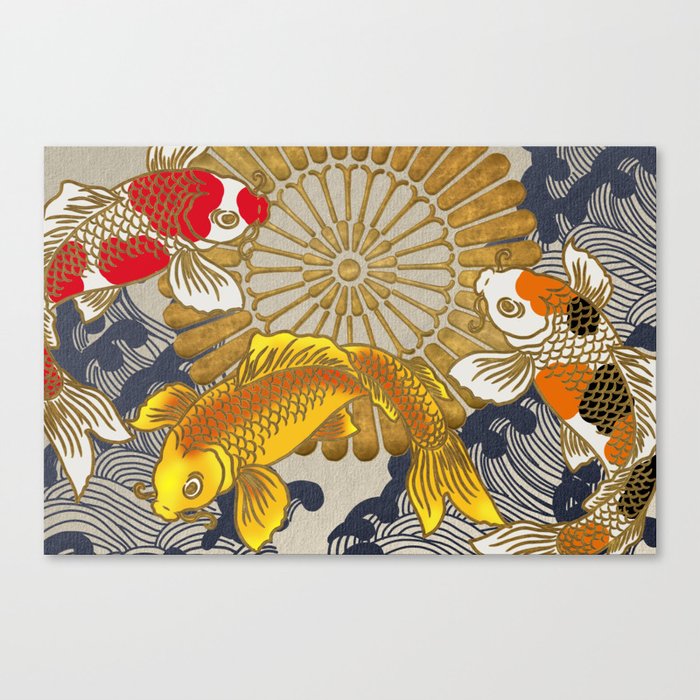 Japanese Koi Backdrop rectangle Art #502 Canvas Print