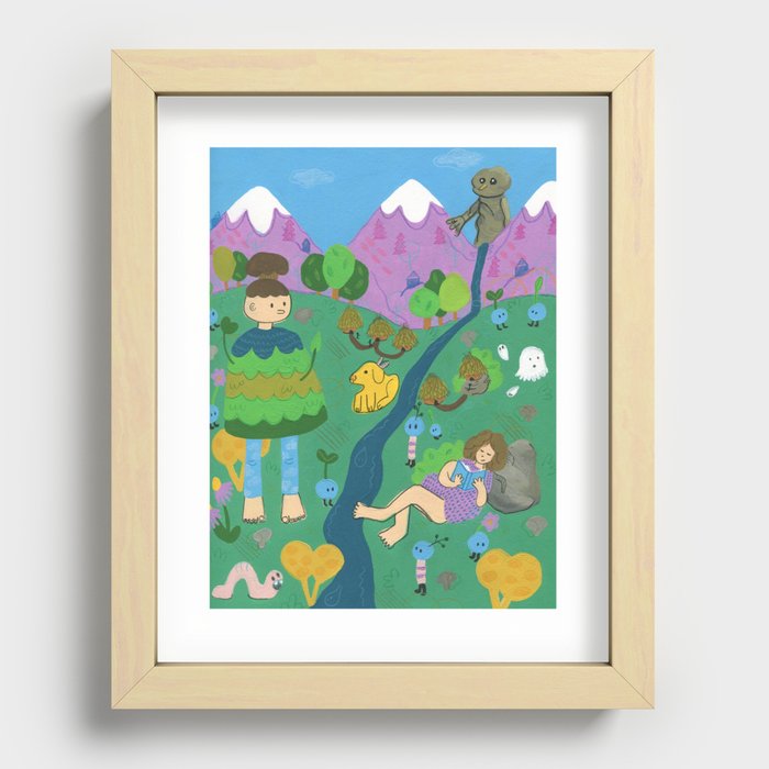 Reading with the Forest Spirits Recessed Framed Print