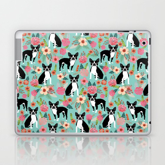 Boston Terrier floral dog breed pet art must have boston terriers gifts Laptop & iPad Skin