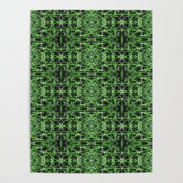 Liquid Light Series 62 ~ Green & Grey Abstract Fractal Pattern Poster