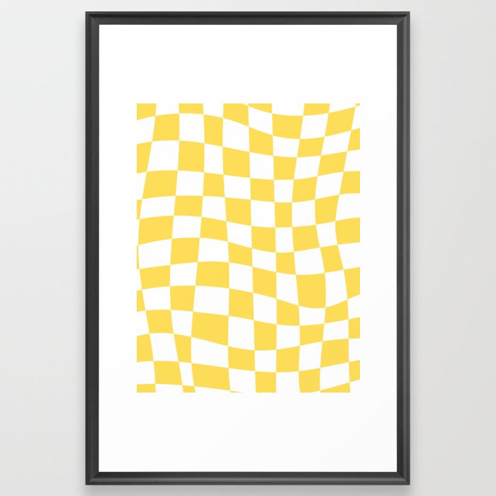 Yellow Wavy Checkerboard Framed Art Print