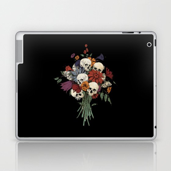 Skulls in bunch of flowers art of death Laptop & iPad Skin