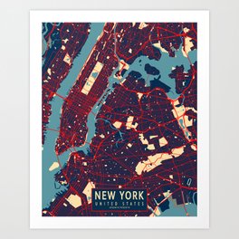 New York City Map of the United States - Hope Art Print